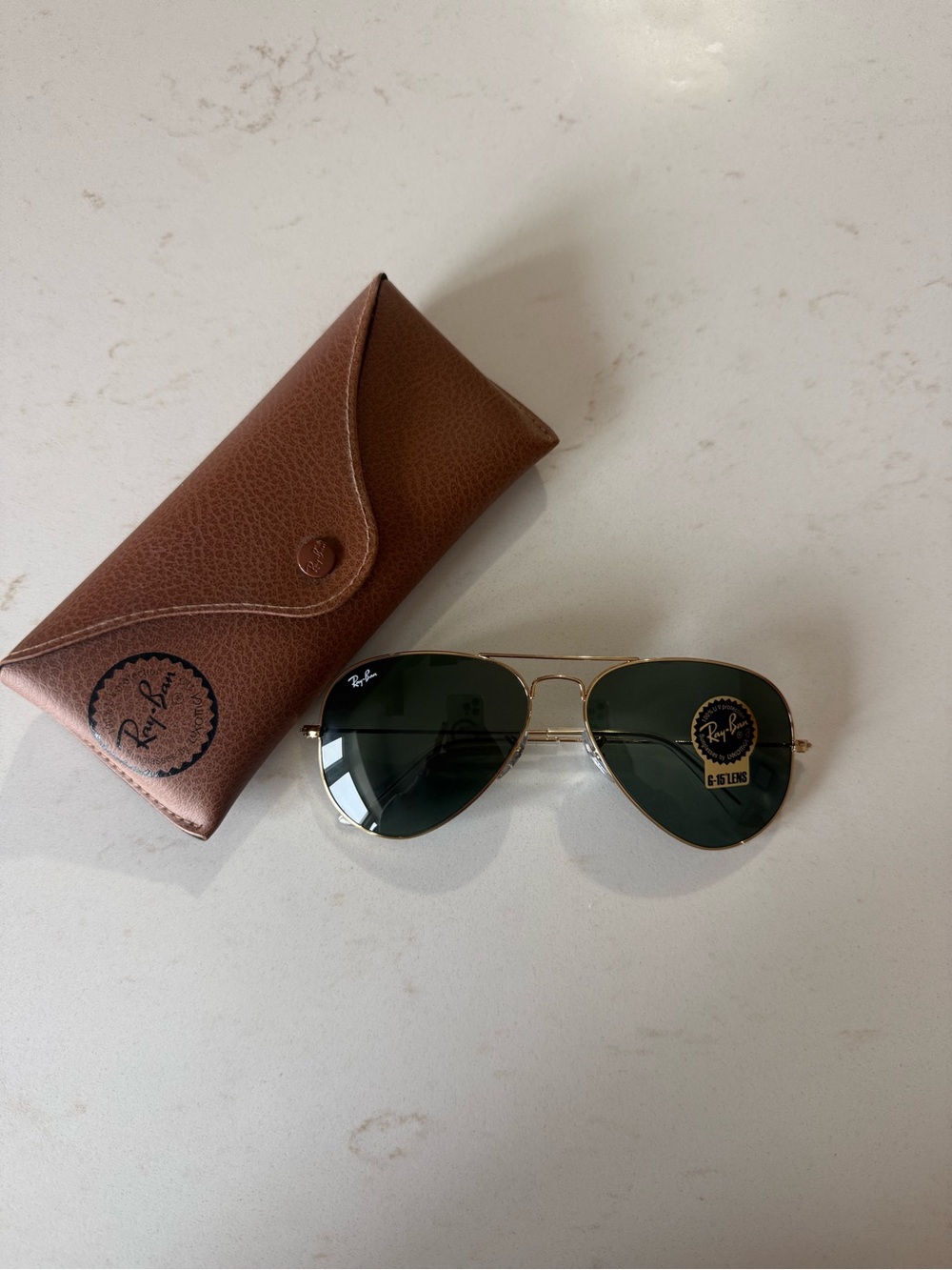 Ray-Ban Gold Frame with Green Lenses Aviator Sunglasses